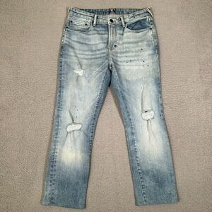 PRPS Jeans Mens 31x25 Blue Slim‎ Fit Denim Casual Preppy Logo Short Distressed